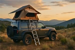 acampada overland con tienda de tecno