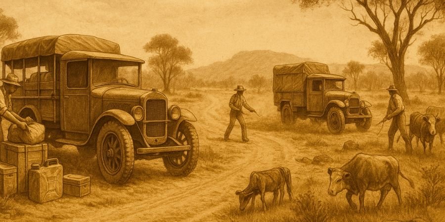  Fotografía antigua de expedición terrestre y vehículos clásicos 