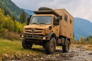 Camioncamper 4x4 en un rio