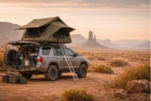 Vehículo 4x4 overland organizado listo para el viaje