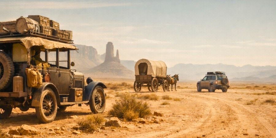 qué fué el overland a través de la historia. viaje por tierra con vehículo overland de moderno a historico